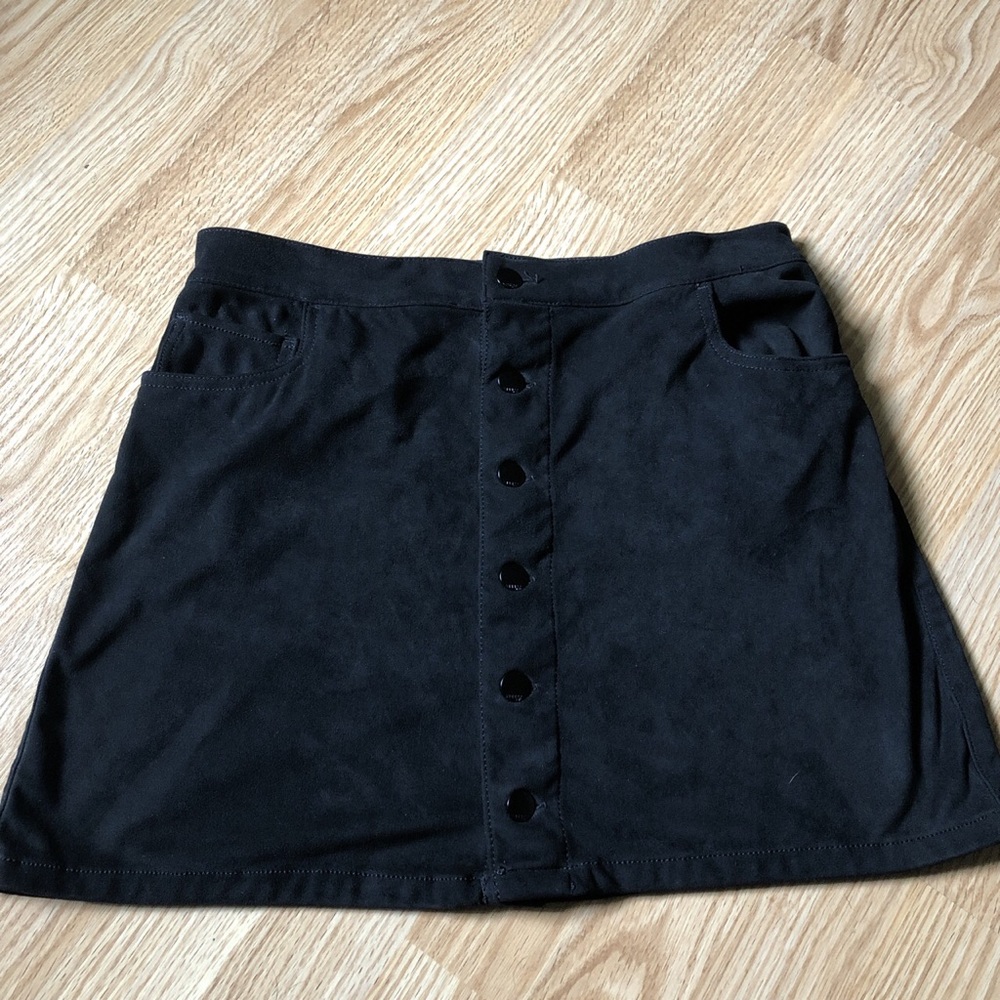 Black suede mini skirt